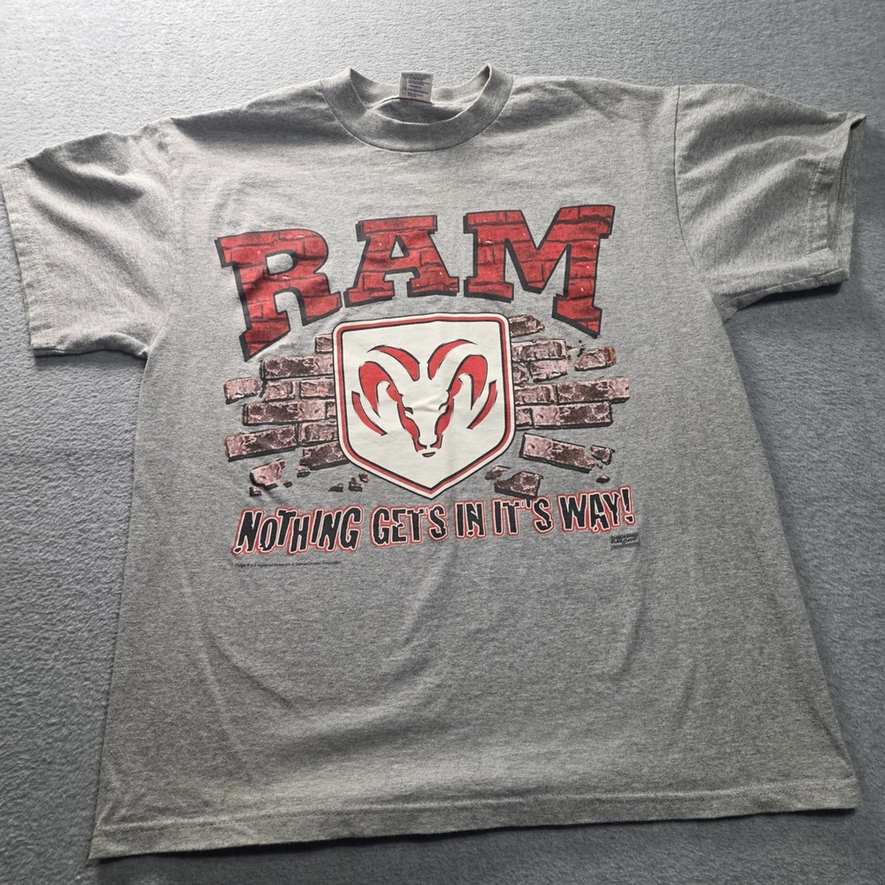 Vintage Dodge Ram T Shirt Mens Large Gray Graphic Delta Pro Weight Truck Tee‎